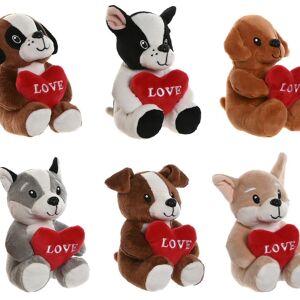 PELUCHE POLYESTER 10X8X14 COEUR CHIEN 6 ASSORTIMENT PE212719