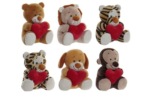 PELUCHE POLIESTER 11X10X14 ANIMALES CORAZONES 6 SU PE212721