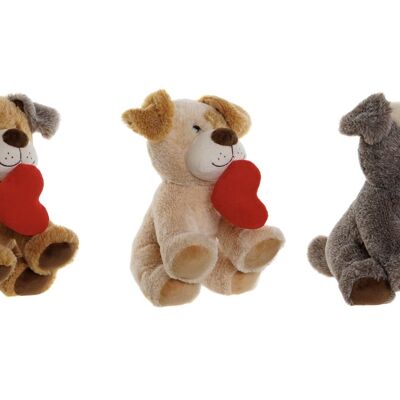 PELUCHE POLYESTER 15X15X24 COEUR CHIEN 3 ASSORT. PE213001