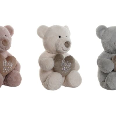 PELUCHE POLYESTER 25X30X37 COEUR OURS 3 ASSORTIMENT PE212997