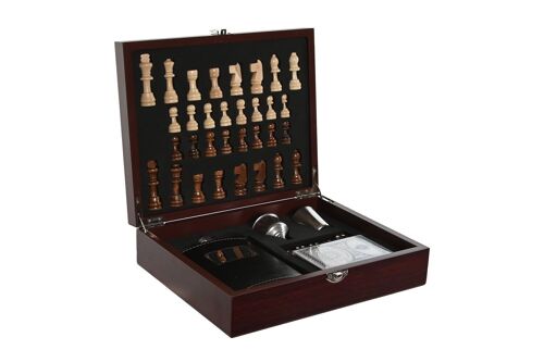 VINO SET 7 MDF 24X19X7 AJEDREZ POKER MARRON RC210714