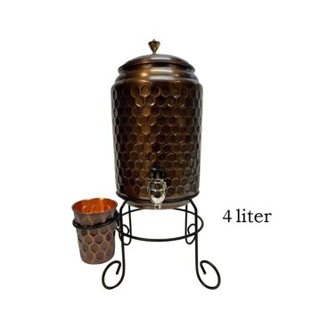 Réservoir d'eau en cuivre pur (5 l) + 1 tasse (diamant antique) 2