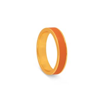 Bague bande en émail doré et orange 2