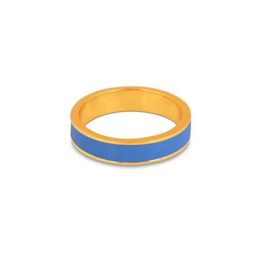 Gold and Blue enamel band ring