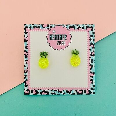 Pineapple Glitter Stud Earrings