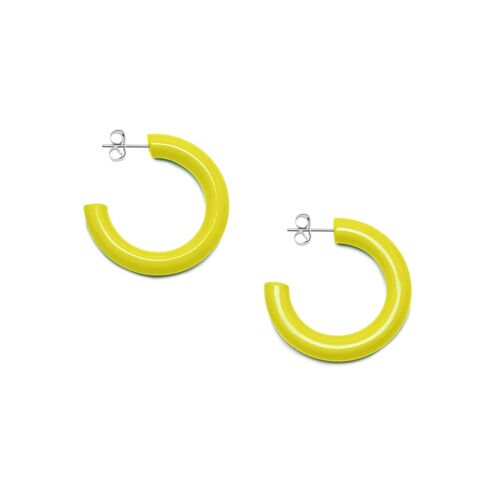 Rounded Chartreuse Lacquered horn hoop earring