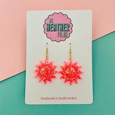 Coral Sun Glitter Earrings