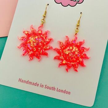 Boucles d'oreilles à paillettes soleil corail 3