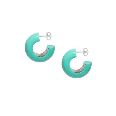 Small aquamarine rounded hoop earrings
