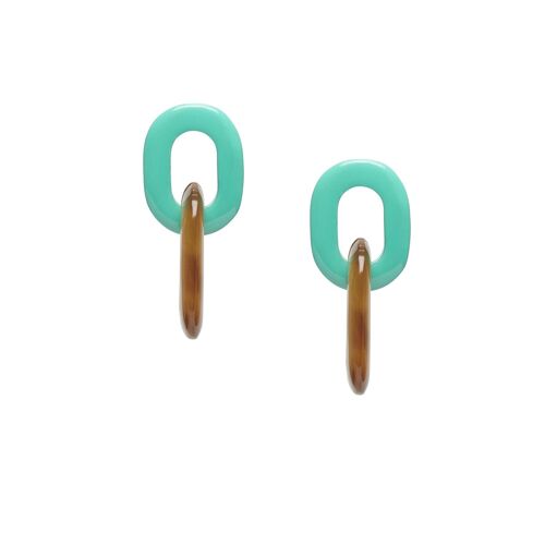 Aquamarine and brown double link earring