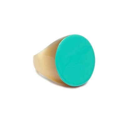 Bague corne ronde - Aigue-marine