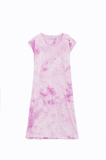 Robe chemise mi-longue rose tie-dye 4