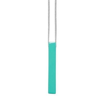 Lacquered aquamarine rectangle pendant - Silver