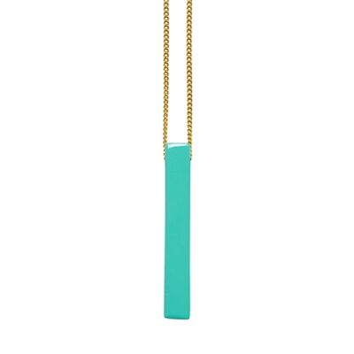 Lacquered aquamarine rectangle pendant - gold