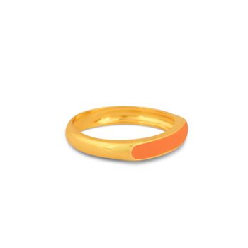 Bague fine émail doré et orange 2