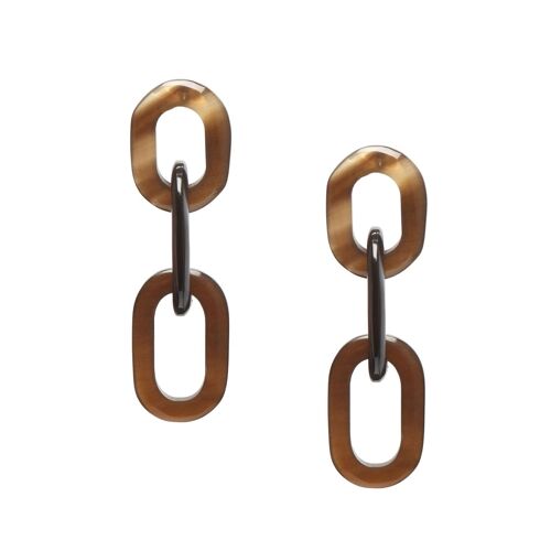 Natural brown triple link earring