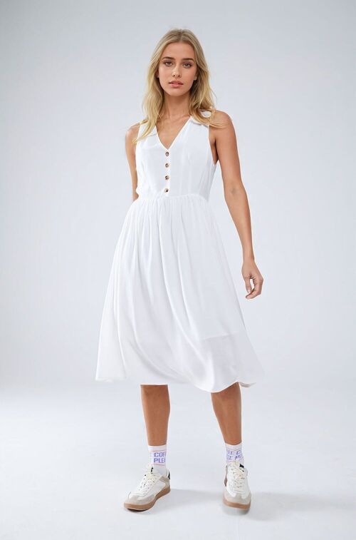 White dress with button detail