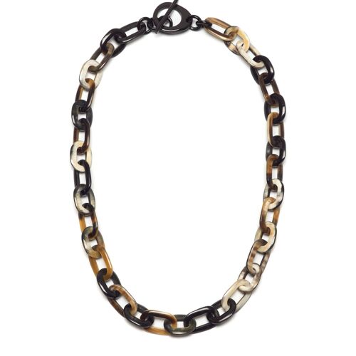 Black natural Mid Length small oval link horn necklace