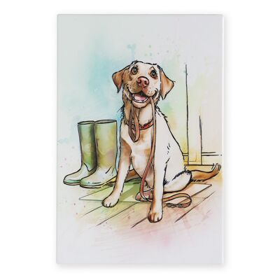 Placca da parete con immagine di piastrelle in ceramica Golden Labrador, 30 x 20 cm