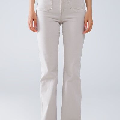 bEIGE Skinny Flared Jeans With Front Pocket Detail