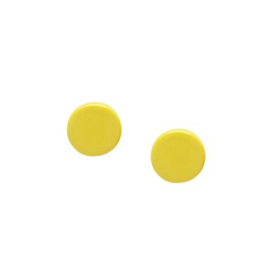 Small round chartreuse lacquered stud earring