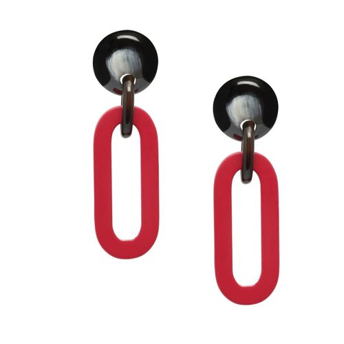 Red lacquered Oblong link earrings