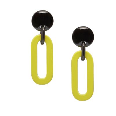 Chartreuse lacquered Oblong link earrings