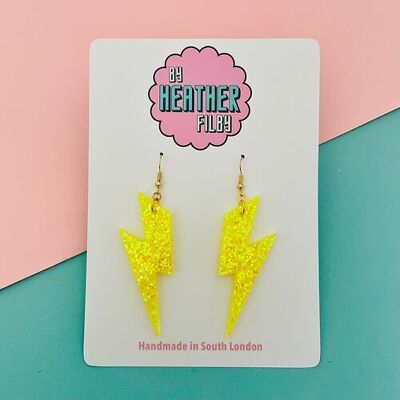 Neon Yellow Lightning Bolt Earrings