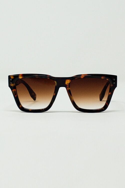 Square Chunky Sunglasses In Tortoise Shell With Degrade Lenses