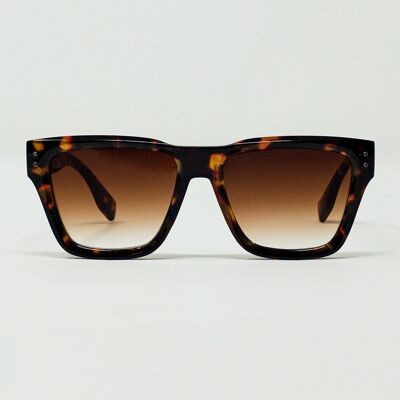 Square Chunky Sunglasses In Tortoise Shell With Degrade Lenses