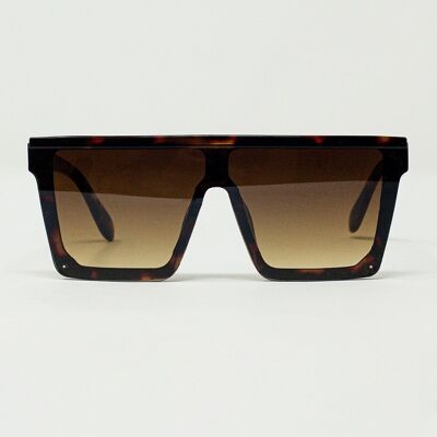 Übergroße quadratische Sonnenbrille im 70er-Stil in Braun