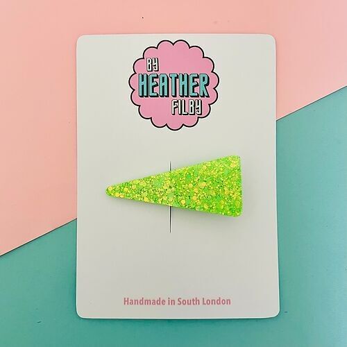 Lime Neon Green Glitter Hair Clip