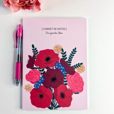 A5 glued notebook - Anemones theme