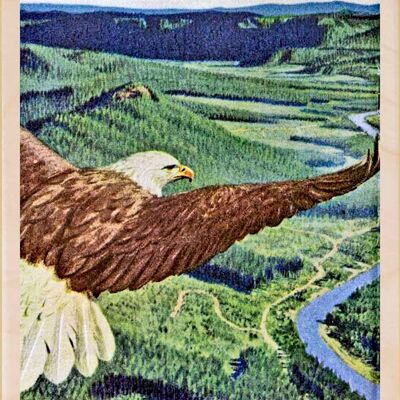 Wooden Postcard FLYING EAGLE Card