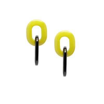 Chartreuse and black double link earring