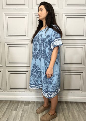 Robe légère en coton imprimé avec poches 2