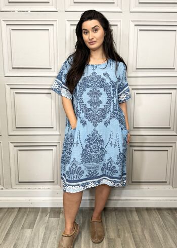 Robe légère en coton imprimé avec poches 5