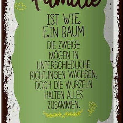 Blechschild Spruch Familie ist Baum halten alles Zusammen 10x27cm