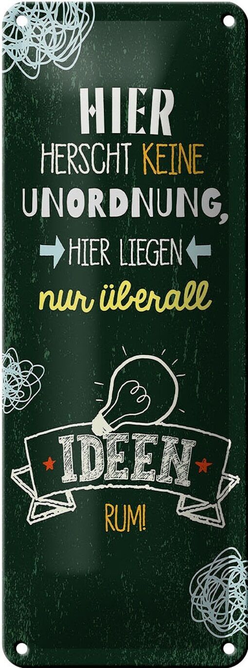 Targa in metallo con scritta "Qui non c'è disordine", verde 10x27 cm