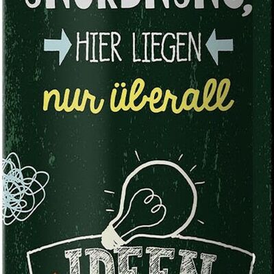 Blechschild Spruch Hier herscht keine Unordnung grün 10x27cm