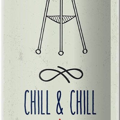 Blechschild Spruch Chill & Chill Barbecue Lounge 10x27cm Dekoration