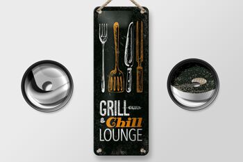 Panneau en étain disant Grill & Chill Lounge Grilling Décoration 10x27cm 2