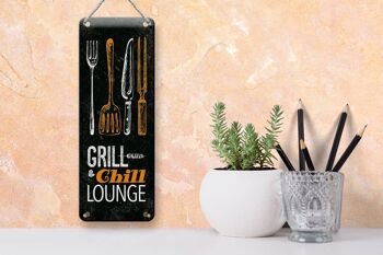 Panneau en étain disant Grill & Chill Lounge Grilling Décoration 10x27cm 3