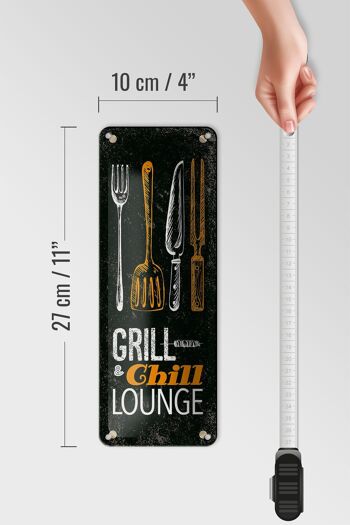Panneau en étain disant Grill & Chill Lounge Grilling Décoration 10x27cm 4