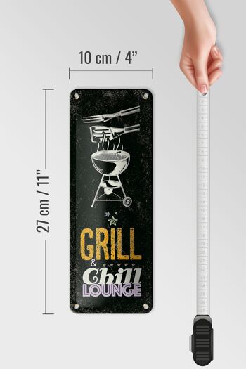 Plaque en tôle indiquant Grill & Chill Lounge 5 étoiles, décoration 10x27cm 4