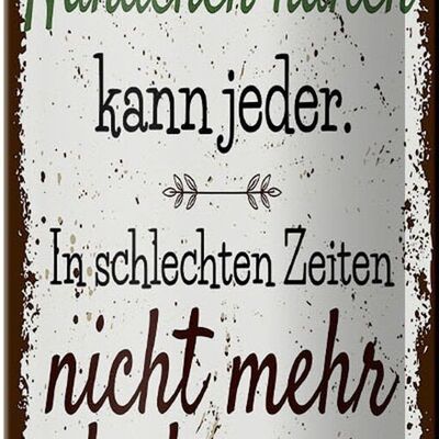 Blechschild Spruch In guten Zeiten Händchen halten 10x27cm