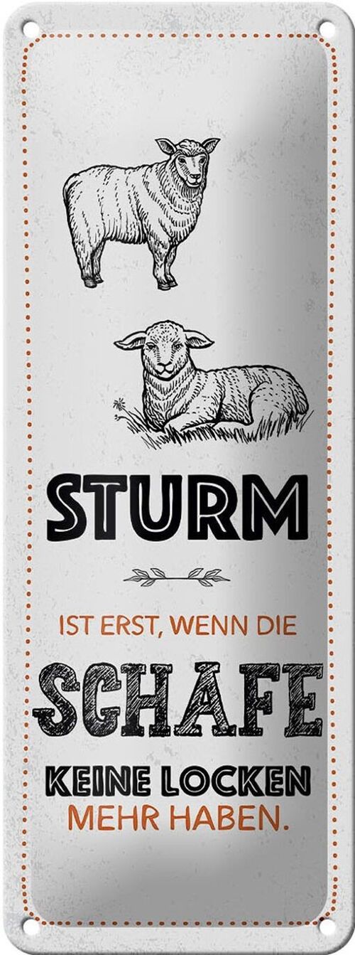 Blechschild Spruch lustig Sturm wenn Schafe Locken 10x27cm