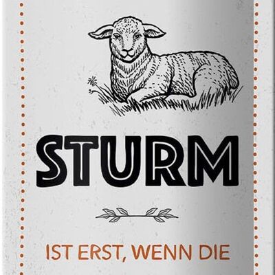 Tin sign saying funny storm when sheep curl 10x27cm