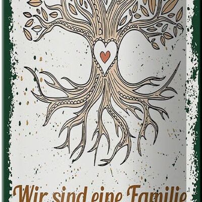 Targa in metallo con scritta "Siamo una famiglia, tutto insieme" 10x27 cm