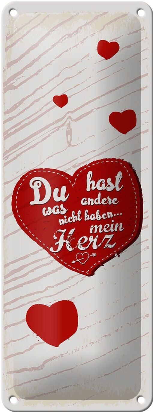 Targa in metallo con scritta "Hai il mio cuore, amore" 10x27 cm
